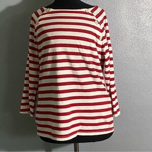 Talbots Red White Striped Top Womens Size M